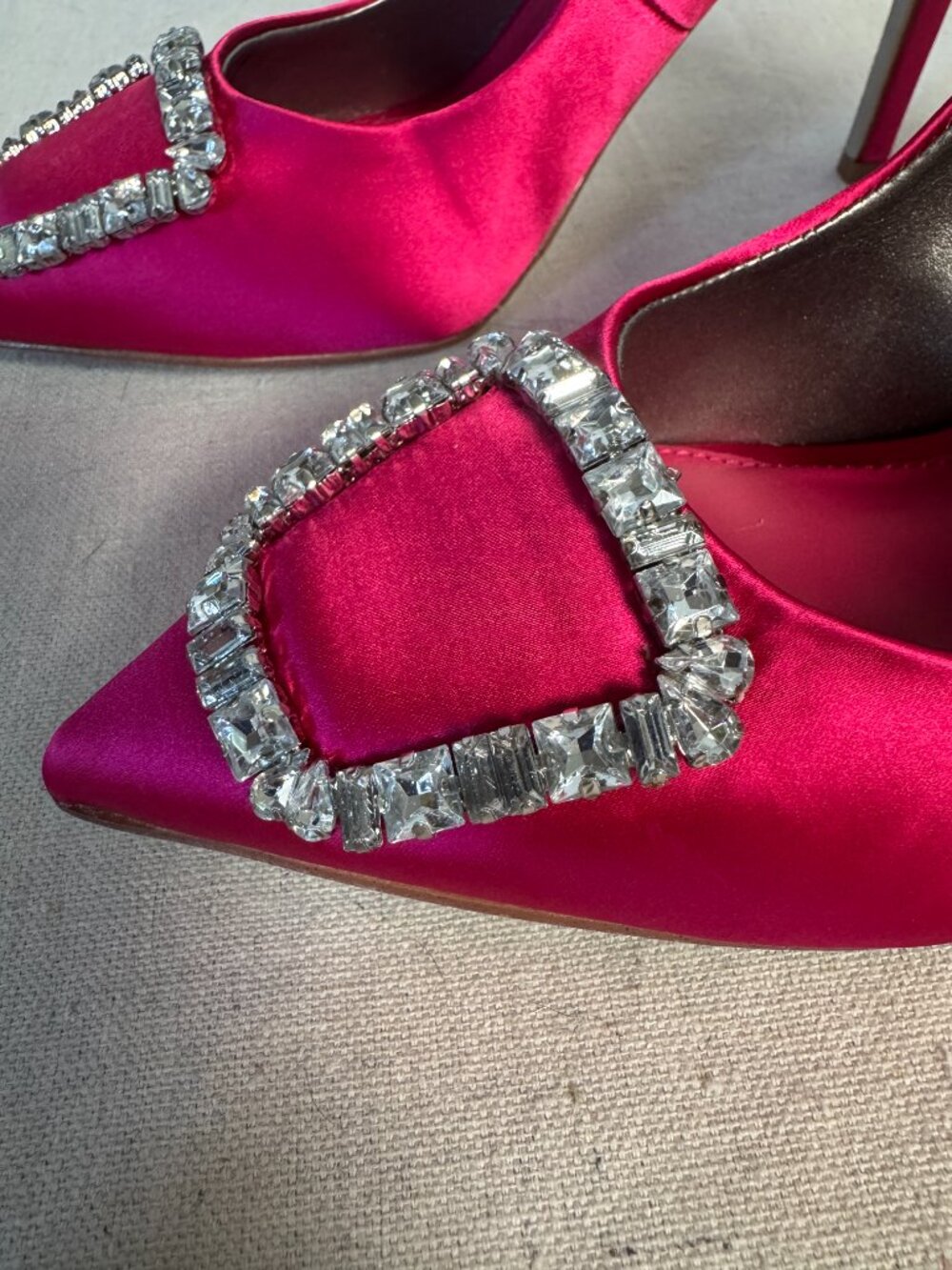 9 Sam Edelman Harriett Pink Fuchsia Pointed Toe Pump Heels Stiletto Rhinestone - Picture 3 of 16